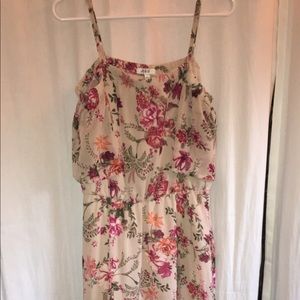 Beige Floral High-Low Dress